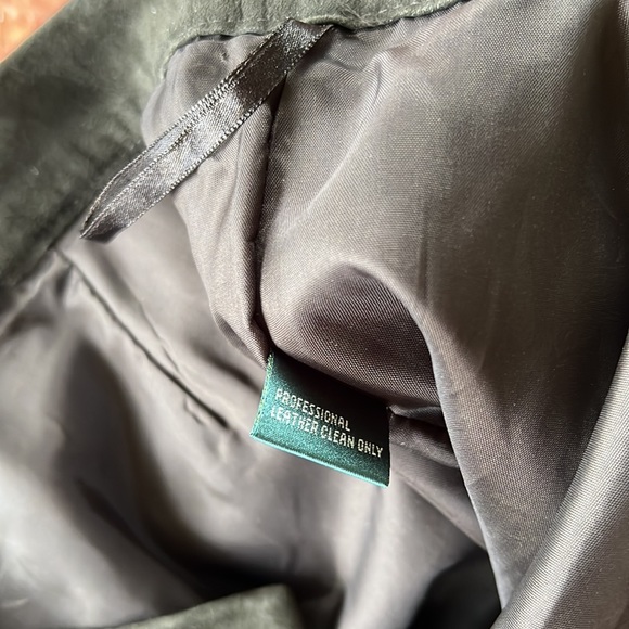 Vintage Ralph Lauren Suede 100% Leather Pants Dark green Women Size 14 - Picture 10 of 10